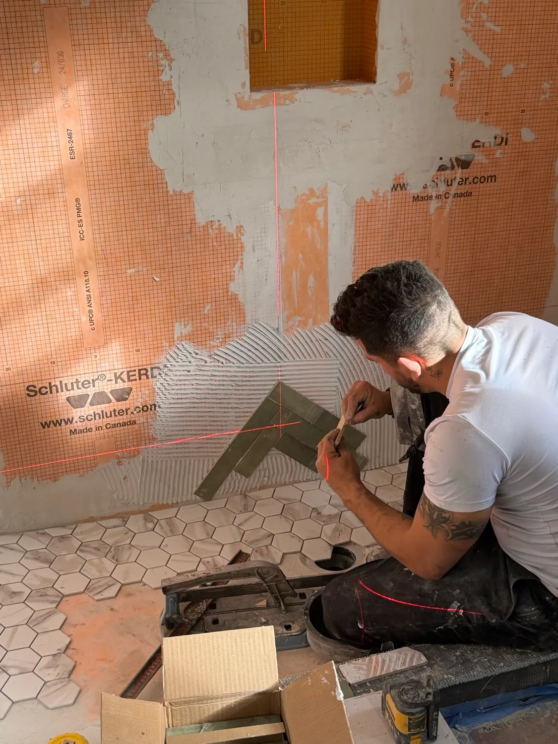 Herringbone Tile Shower — bathroom project by InGod, photo 3 of 8
