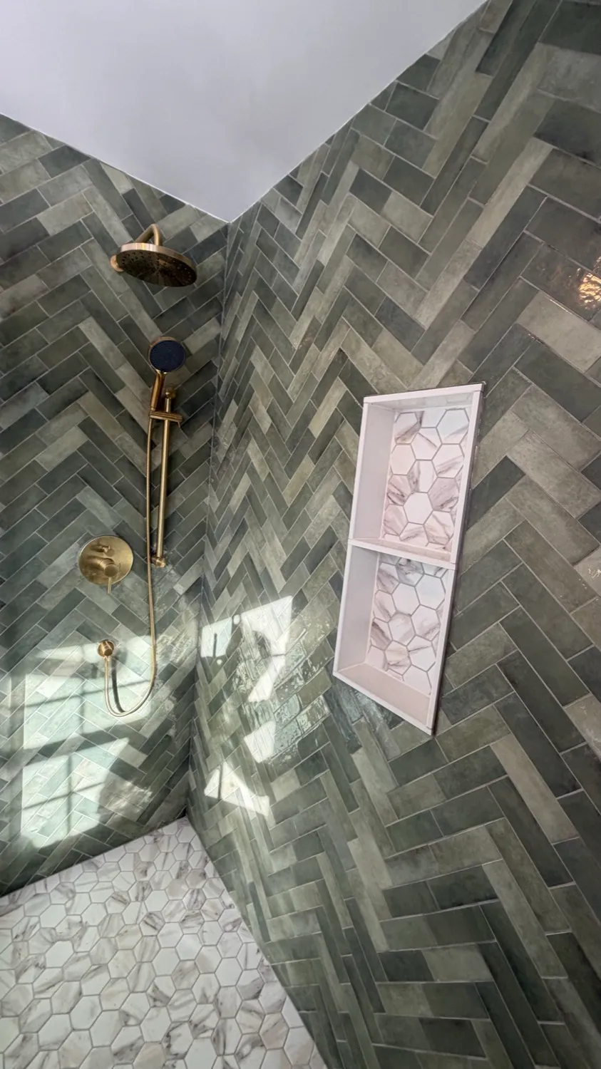 Herringbone Tile Shower — bathroom project by InGod, photo 7 of 8